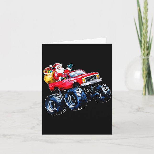 Christmas Santa Monster Truck Xmas Boys Kids Toddl Card (Front)