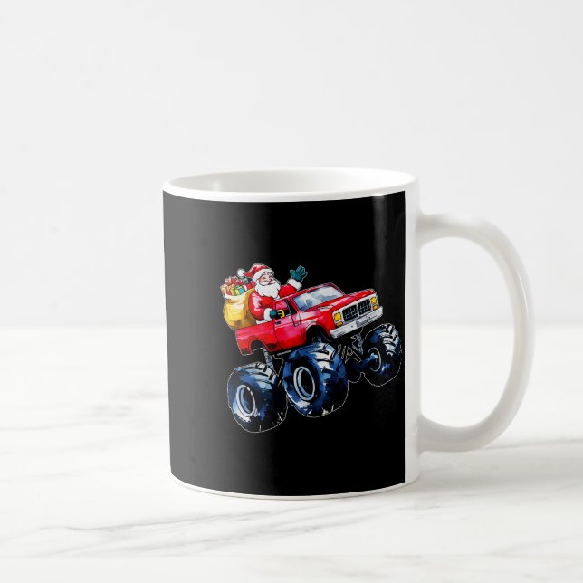 Christmas Santa Monster Truck Xmas Boys Kids Toddl Coffee Mug (Right)