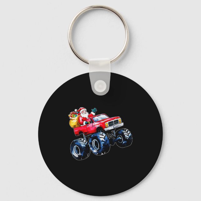 Christmas Santa Monster Truck Xmas Boys Kids Toddl Key Ring (Front)