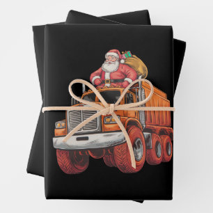 Christmas Santa Monster Truck Xmas Boys Kids  Wrapping Paper Sheet