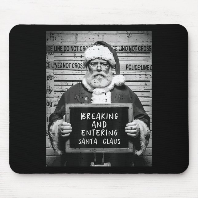 Christmas Santa Mugshot Breaking Entering Xmas Men Mouse Mat (Front)
