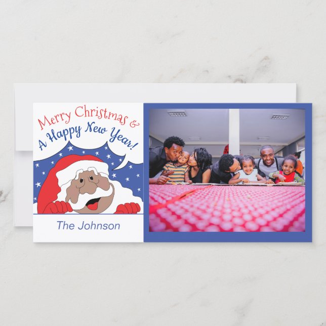 Christmas Santa of Color Says Holiday Card (Front)