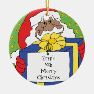 Christmas Santa of Colour Presents Ceramic Tree Decoration