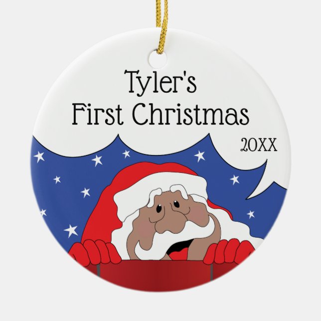 Christmas Santa of colour Says Ceramic Tree Decoration (Front)