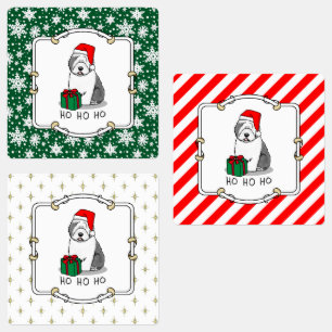 Christmas Santa Old English Sheepdog (Grey 1) Cute