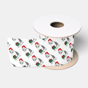 Christmas Santa Old English Sheepdog (Grey 1) Cute Satin Ribbon
