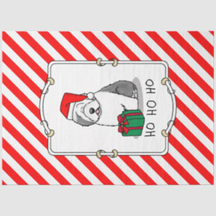 Christmas Santa Old English Sheepdog (Grey 1) Cute Tissue Paper