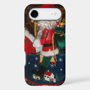 Christmas Santa on a Horse with Snow Art Print