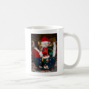 Christmas Santa on a Horse with Snow Art Print Coffee Mug