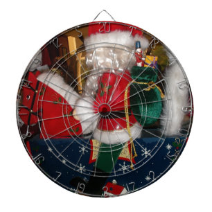 Christmas Santa on a Horse with Snow Art Print Dartboard
