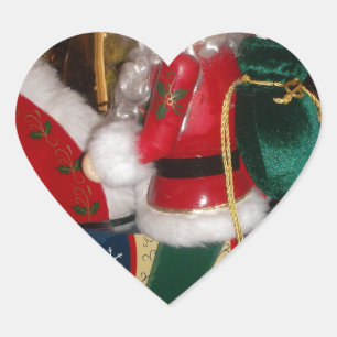 Christmas Santa on a Horse with Snow Art Print Heart Sticker