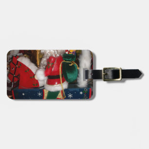 Christmas Santa on a Horse with Snow Art Print Luggage Tag