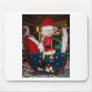 Christmas Santa on a Horse with Snow Art Print Mouse Mat