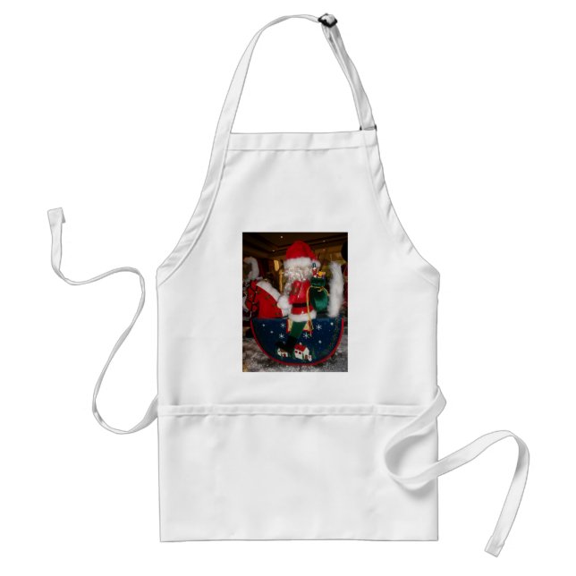 Christmas Santa on a Horse with Snow Art Print Standard Apron (Front)