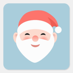 Christmas Santa on Light Blue Square Sticker