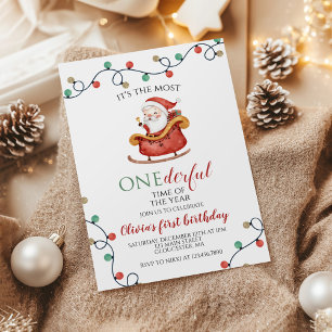 Christmas Santa Onederful First Birthday Invitation