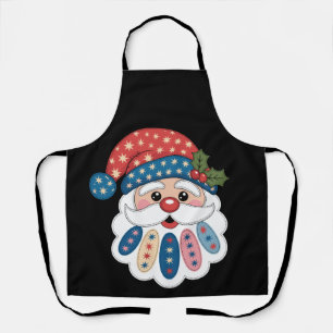 Christmas Santa Patchwork Snowflake Holly Winter Apron