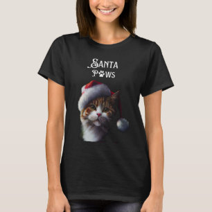 Christmas  Santa Paws Cat T-Shirt