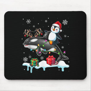 Christmas Santa Penguin Riding Reindeer Orca Lover Mouse Mat