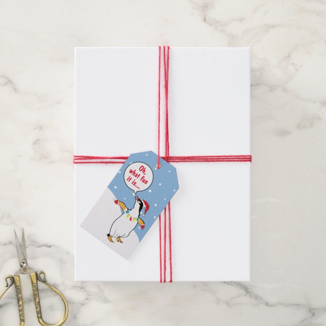 Christmas Santa Penguin Says Gift Tags (With Twine)