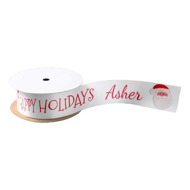 Christmas Santa personalised name ribbon Satin Ribbon (Spool)