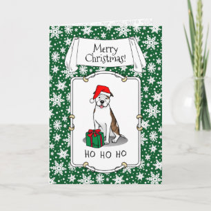 Christmas Santa Pit Bull (lt brindle white 3) Cute Card