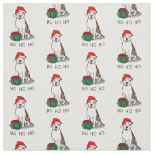 Christmas Santa Pit Bull (lt brindle white 3) Cute Fabric