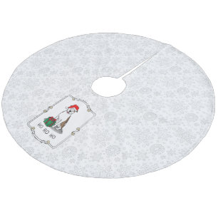 Christmas Santa Pit Bull (lt brindle white 3) Cute Fleece Tree Skirt