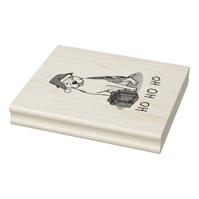 Christmas Santa Pit Bull (lt brindle white 3) Cute Rubber Stamp (Stamp)