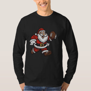 Christmas Santa Playing American Football Players  T-Shirt