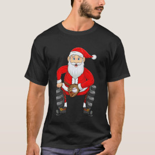 Christmas Santa Playing Baseball Catcher Xmas Spor T-Shirt