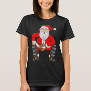 Christmas Santa Playing Baseball Catcher Xmas Srts T-Shirt