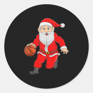 Christmas Santa Playing Basketball Xmas Funny Srts Classic Round Sticker