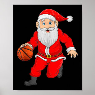 Christmas Santa Playing Basketball Xmas Funny Srts Poster