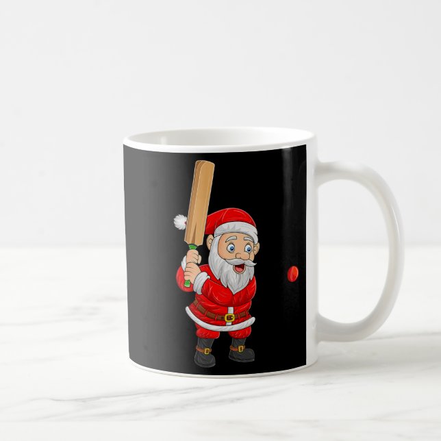 Christmas Santa Playing Cricket Xmas Funny Srts Pl Coffee Mug (Right)