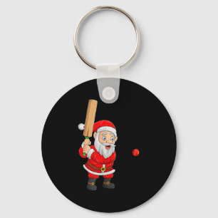 Christmas Santa Playing Cricket Xmas Funny Srts Pl Key Ring