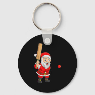 Christmas Santa Playing Cricket Xmas Funny Srts Pl Key Ring