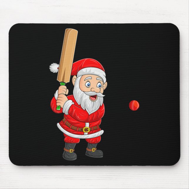 Christmas Santa Playing Cricket Xmas Funny Srts Pl Mouse Mat (Front)