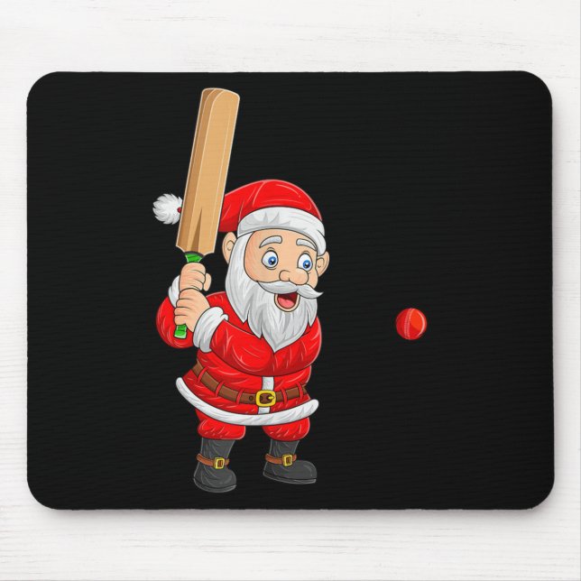 Christmas Santa Playing Cricket Xmas Funny Srts Pl Mouse Mat (Front)
