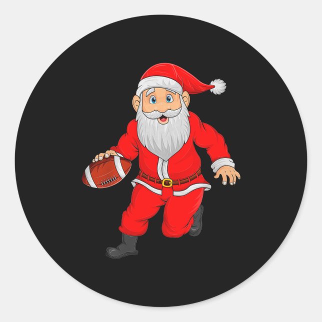 Christmas Santa Playing Football Xmas Funny Srts P Classic Round Sticker (Front)