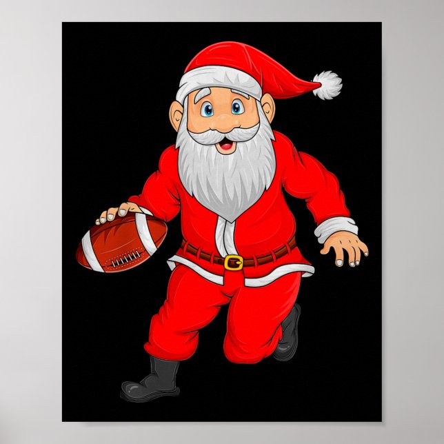 Christmas Santa Playing Football Xmas Funny Srts P Poster (Front)