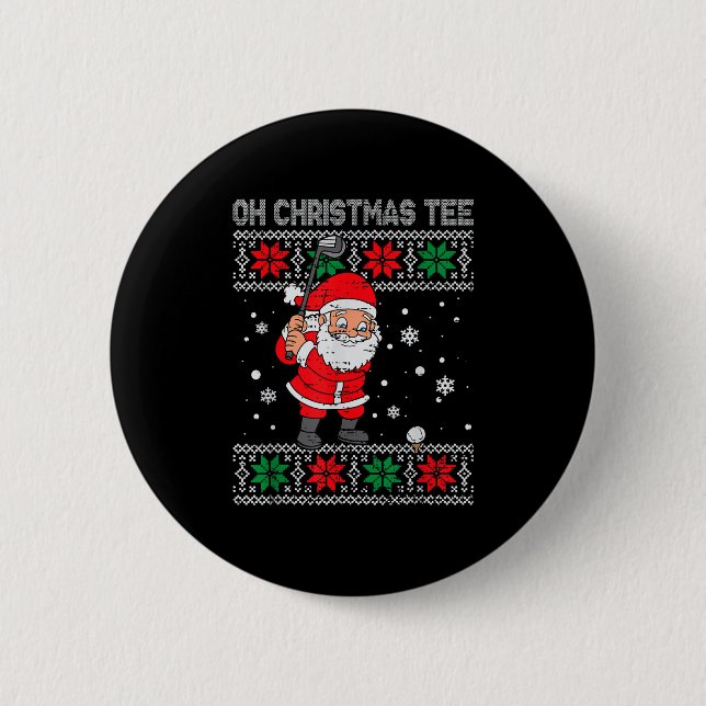 Christmas Santa Playing Golf Xmas Golfer For Mens  6 Cm Round Badge (Front)
