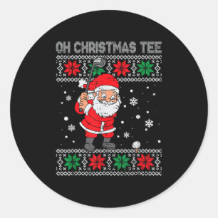 Christmas Santa Playing Golf Xmas Golfer For Mens Classic Round Sticker