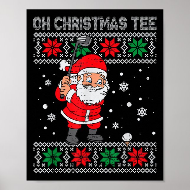 Christmas Santa Playing Golf Xmas Golfer For Mens  Poster (Front)