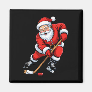 Christmas Santa Playing Ice Hockey Boys Men Xmas P Magnet
