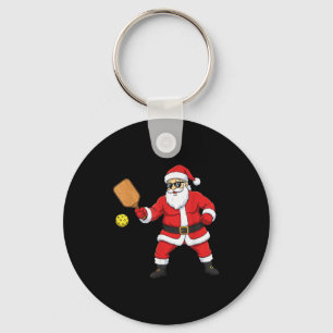 Christmas Santa Playing Pickleball For Boys Teens Key Ring