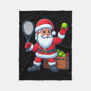 Christmas santa playing pickleball funny pickle fleece blanket