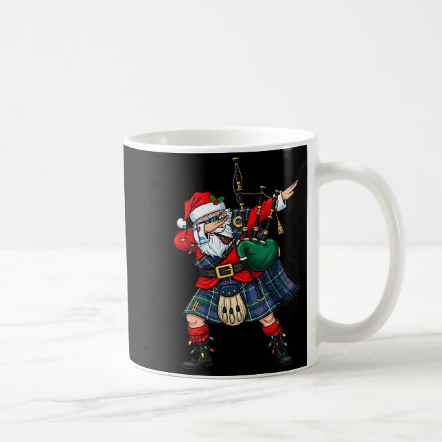 Christmas Santa Playing Scottish Bagpes Funny Holi Coffee Mug (Right)