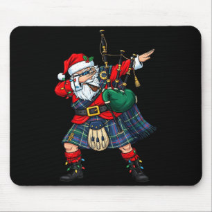 Christmas Santa Playing Scottish Bagpes Funny Holi Mouse Mat