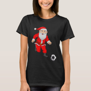 Christmas Santa Playing Soccer Football Xmas Sport T-Shirt